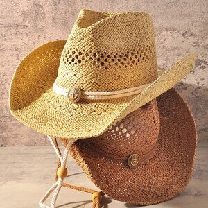 COWGIRL COWBOY straw hat party rodeo beach (2-colors) western festival concert